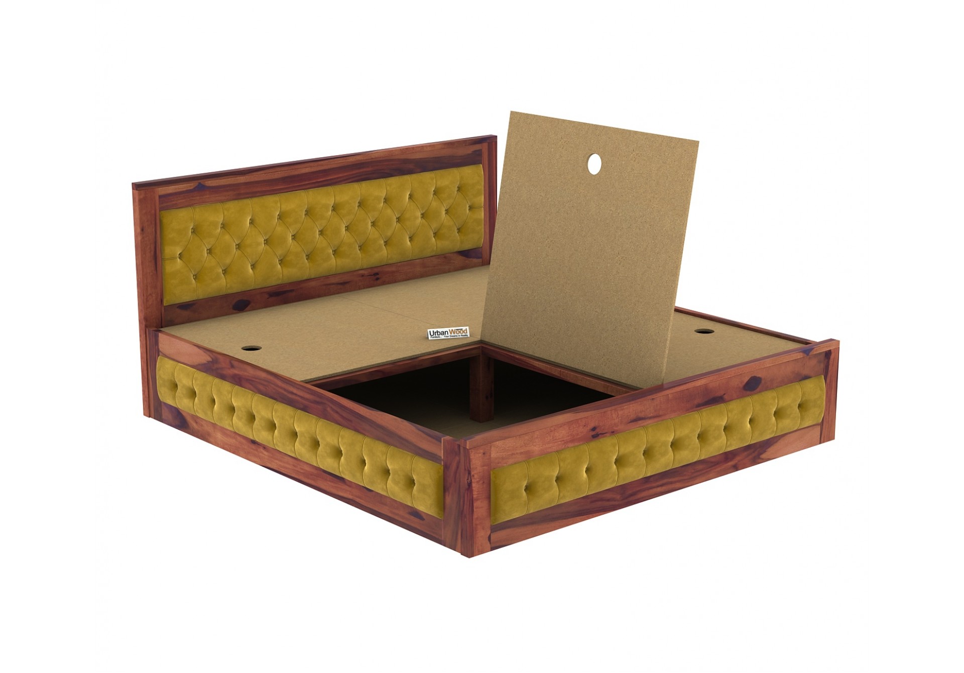 Jolly Wooden Bed with Box Storage ( King Size, Teak Finish )